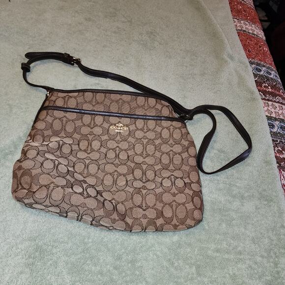 COACH EUC OUTLINE SIGNATURE FILE CROSSBODY BAG - Picture 1 of 7